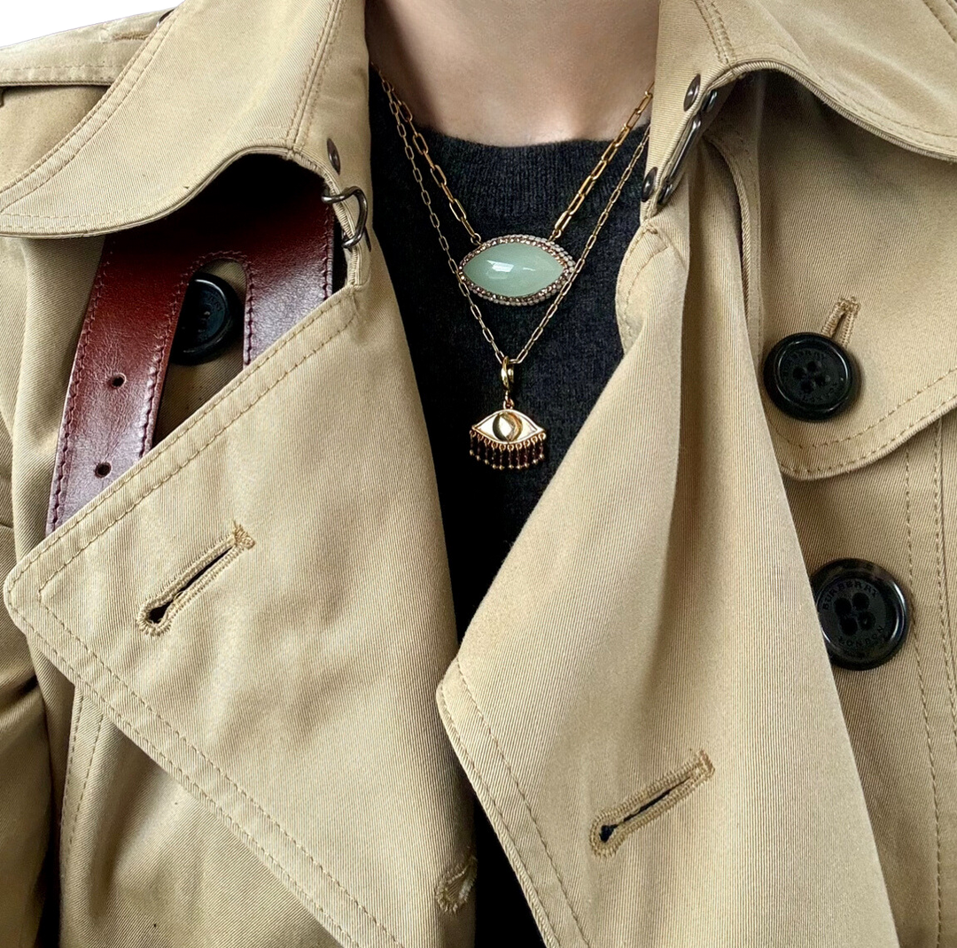 See the world 18K gold plated charm - small size / Red Garnet