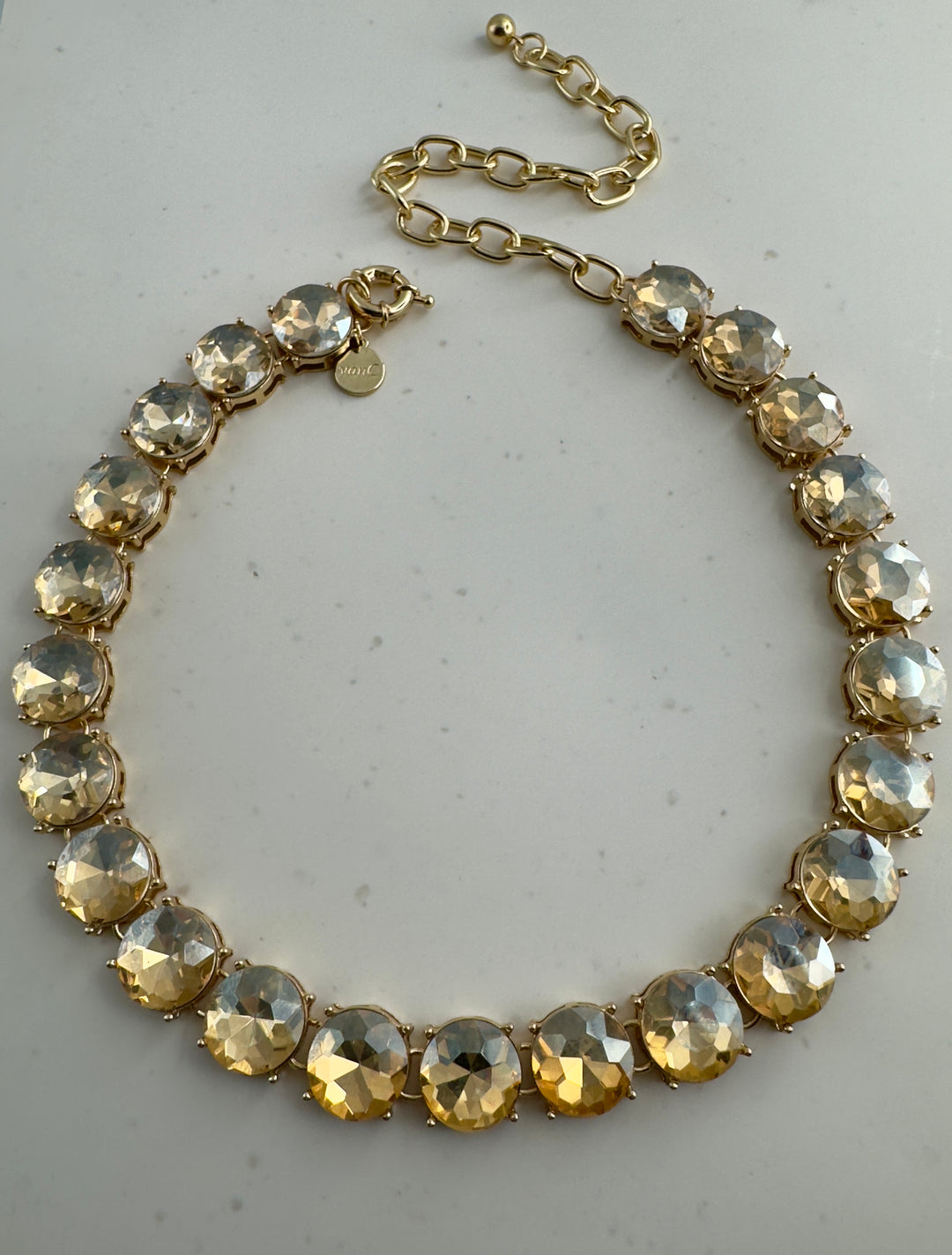 Glow Crystal necklace with oversized round crystals 18K gold plated - Golden Hour