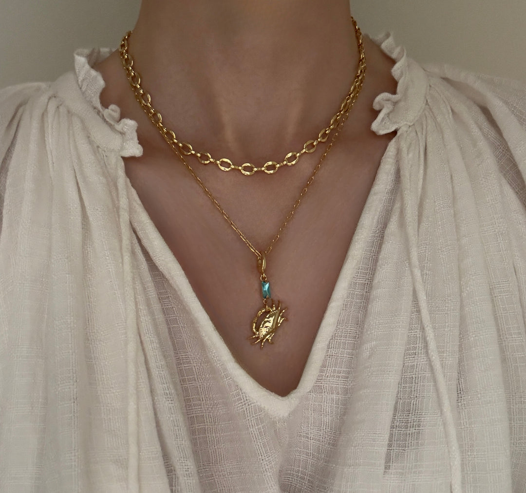 Lucky Crab charm with blue crystal