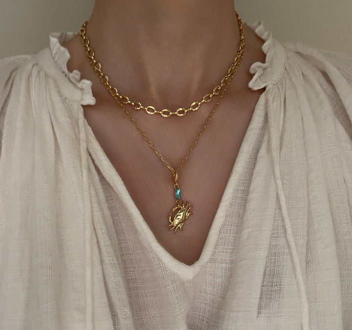 Lucky Crab charm with blue crystal