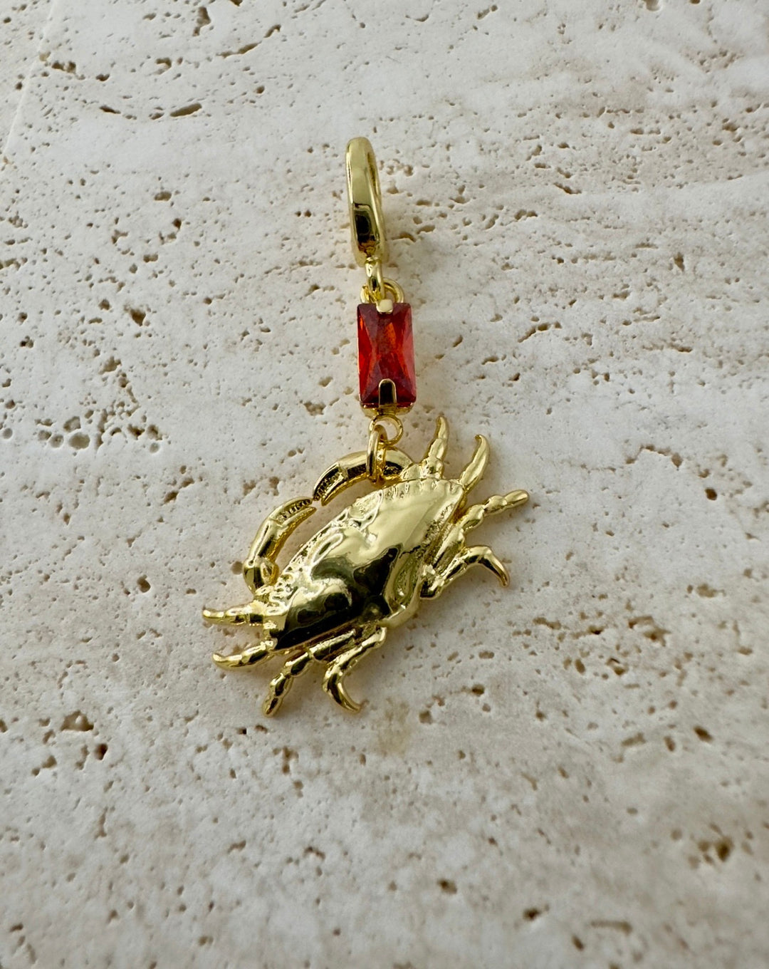 Lucky Crab charm with silken chilli red crystal