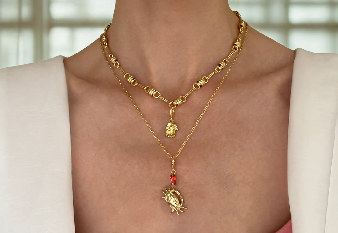 Lucky Crab charm with silken chilli red crystal