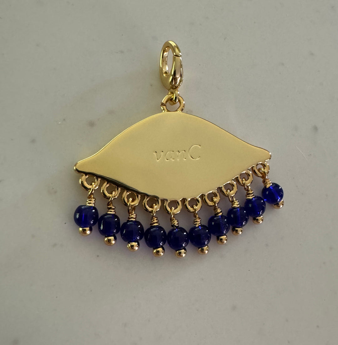 See the world 18K gold plated charm - Cobalt