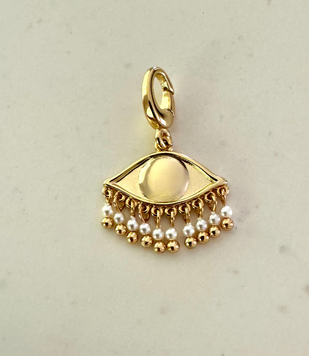 See the world 18K gold plated charm - small size /Pearl