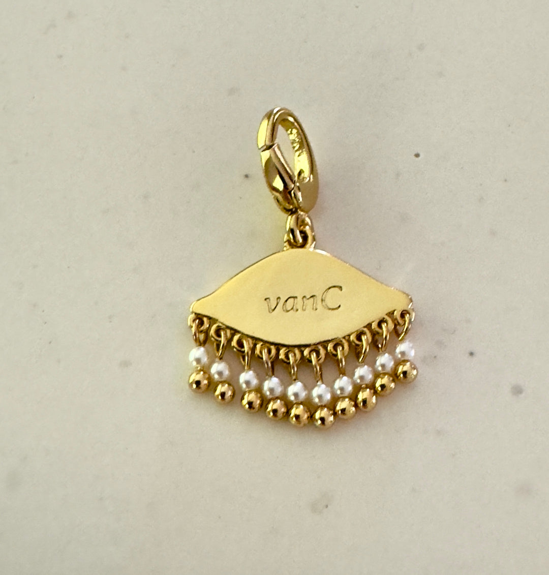 See the world 18K gold plated charm - small size /Pearl