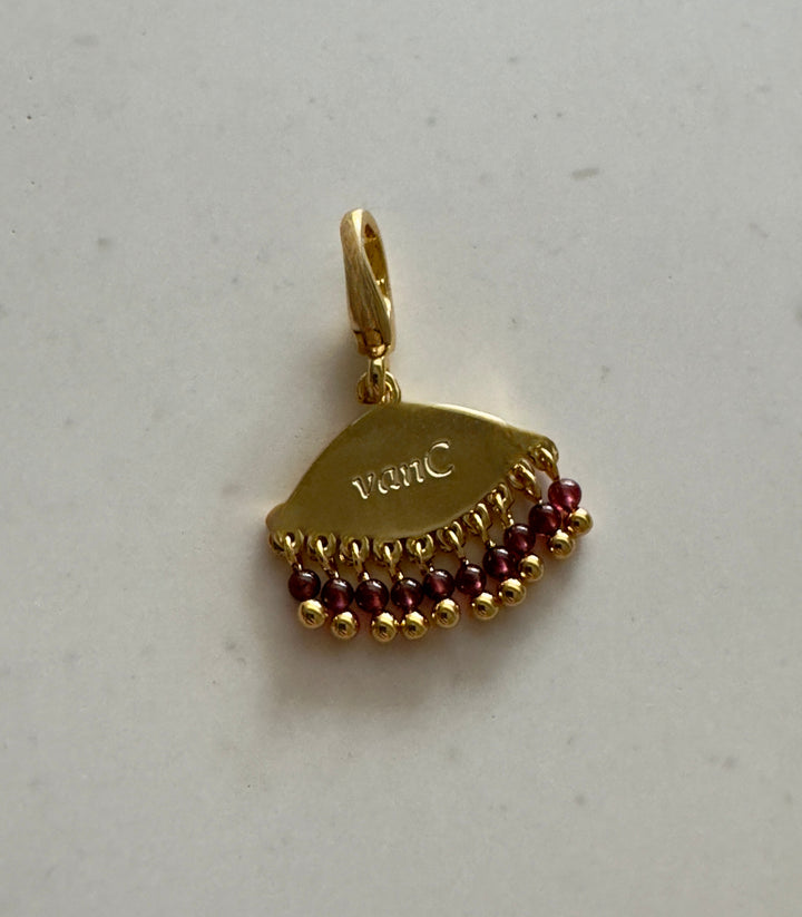 See the world 18K gold plated charm - small size / Red Garnet