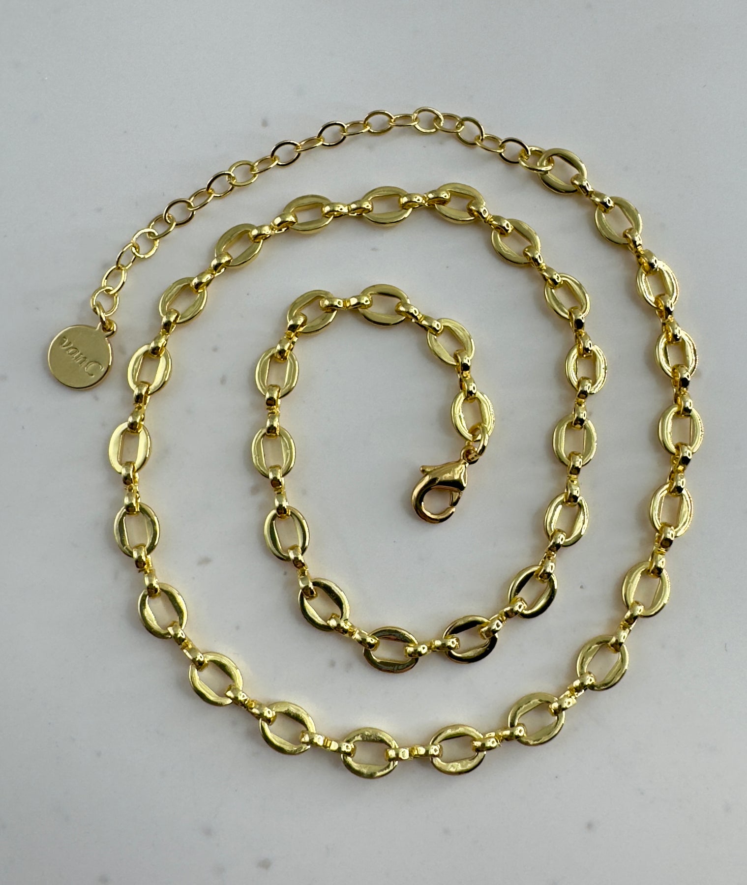 Large Chain Loop Boho big loop chain 18K gold plated – Blauw van C
