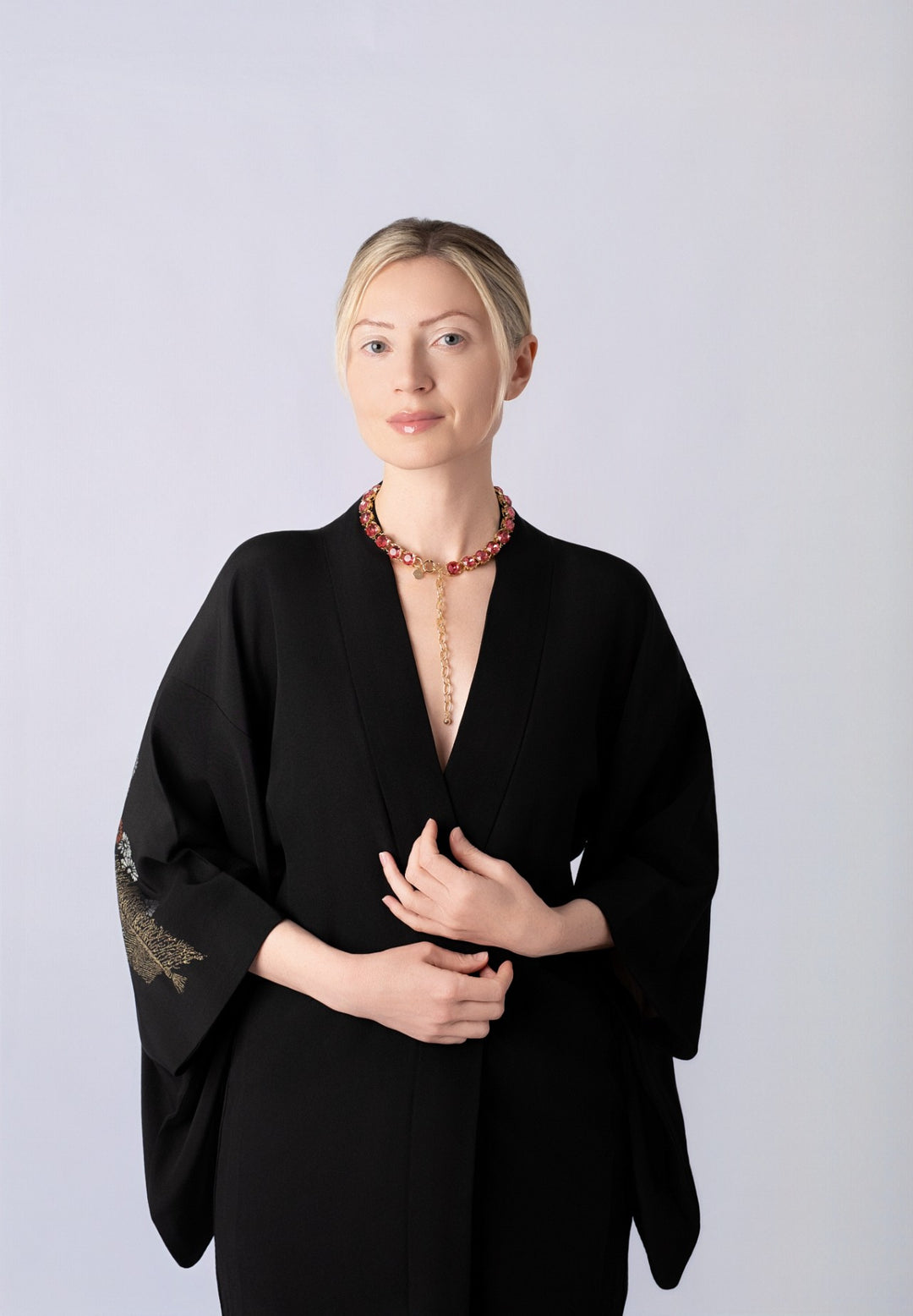 Glow Crystal necklace 18K gold plated - Peony Pink