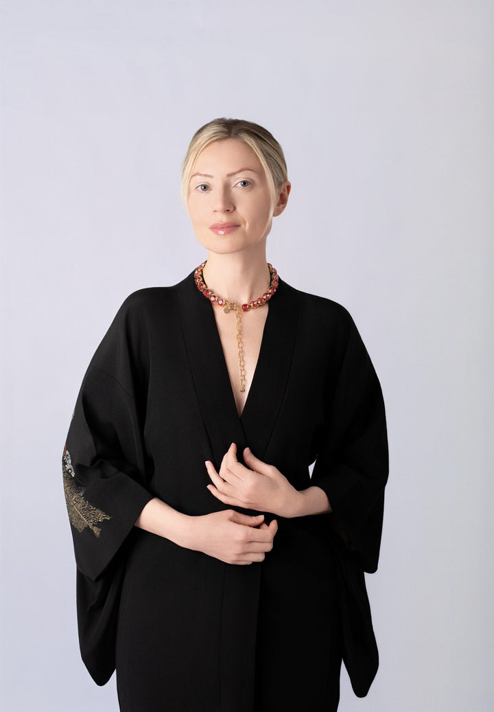 Glow Crystal necklace 18K gold plated - Peony Pink