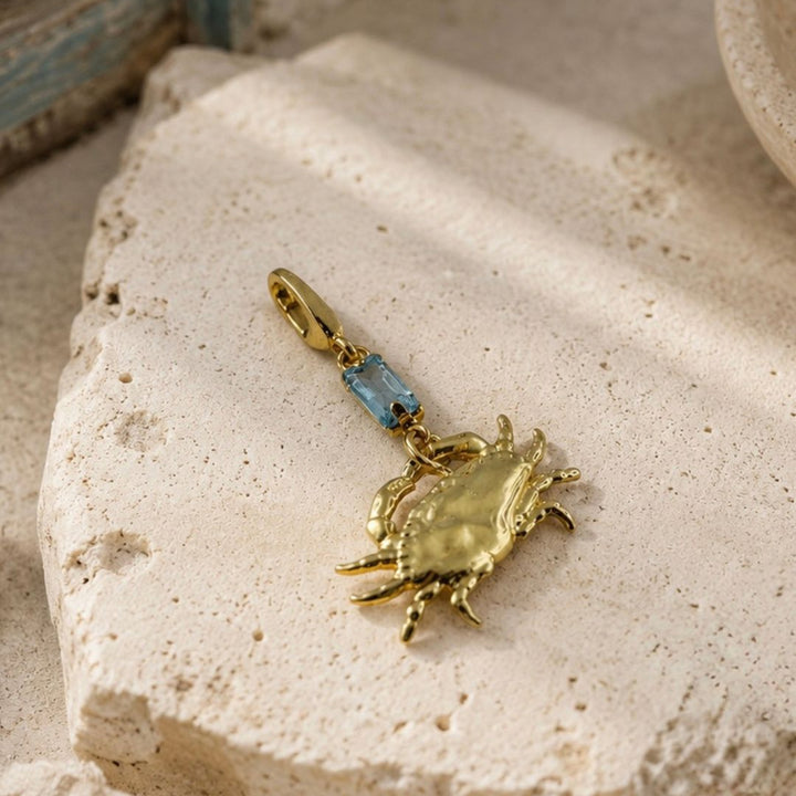 Lucky Crab Pendant - Blue Crystal