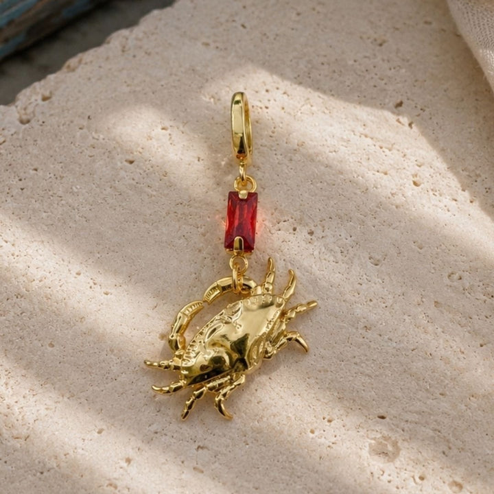 Lucky Crab Pendant - Chili Red Crystal