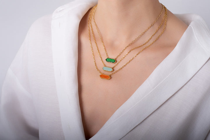 Andalus Necklace Green 18K gold plated
