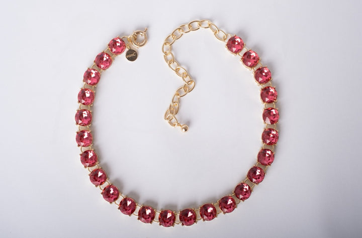 Glow Crystal necklace 18K gold plated - Peony Pink